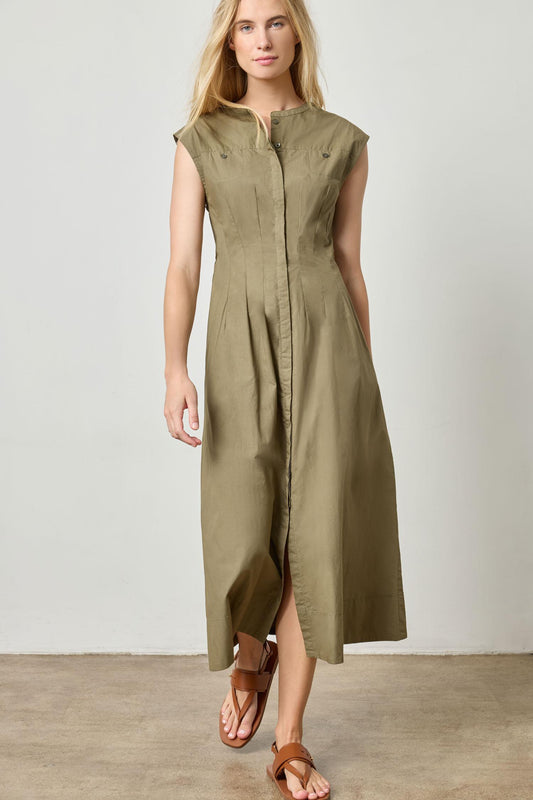 Sleeveless Seamed Maxi Dress Womens Dress Kelp A1