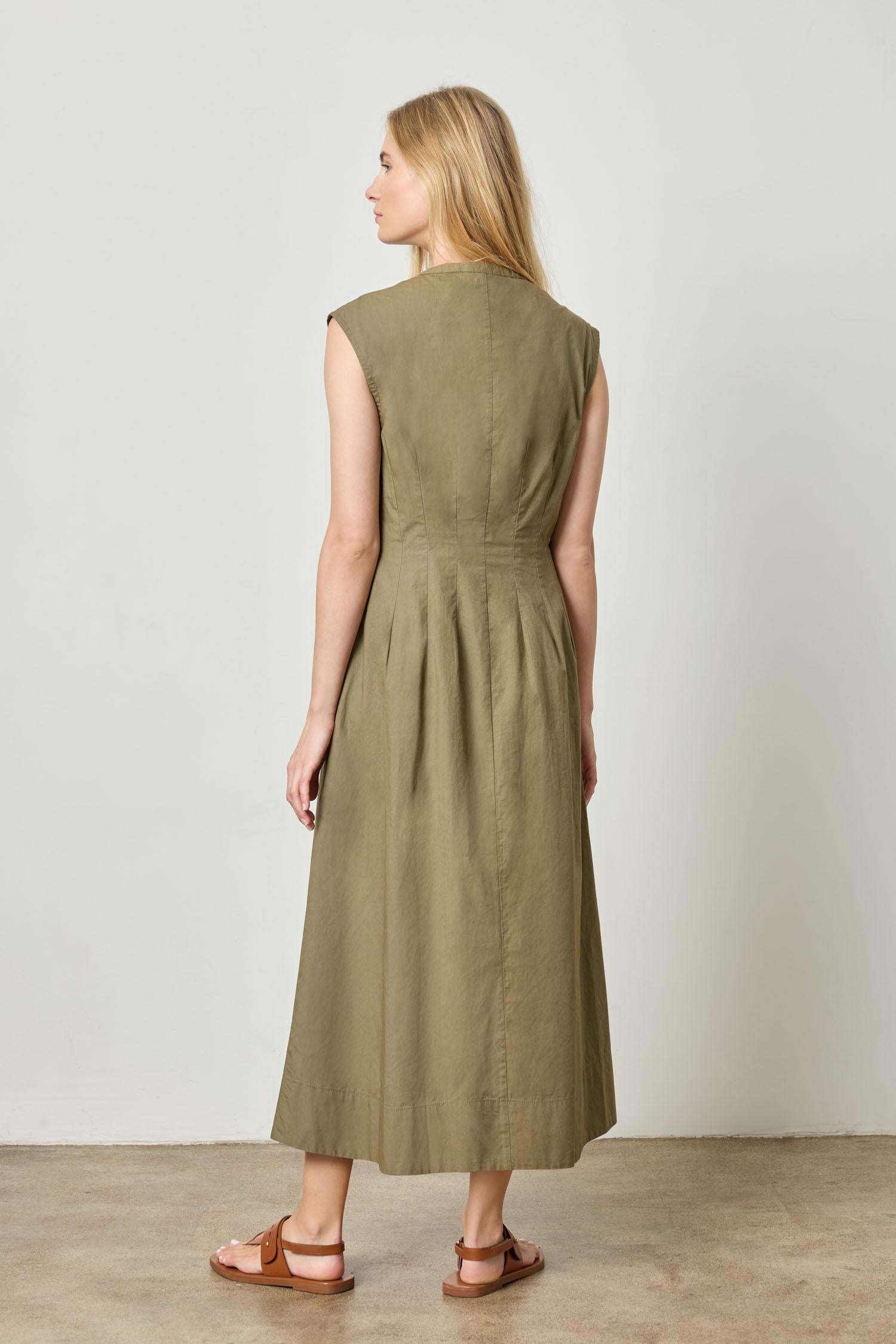 Sleeveless Seamed Maxi Dress Womens Dress Kelp A2