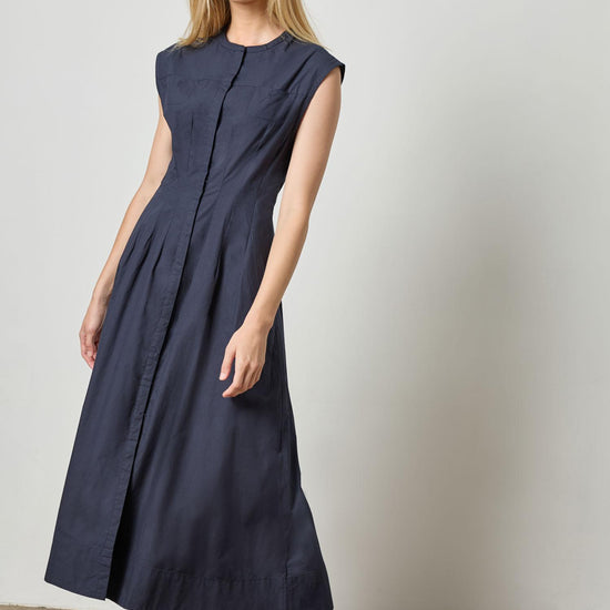 Sleeveless Seamed Maxi Dress Womens Dress Navy A1