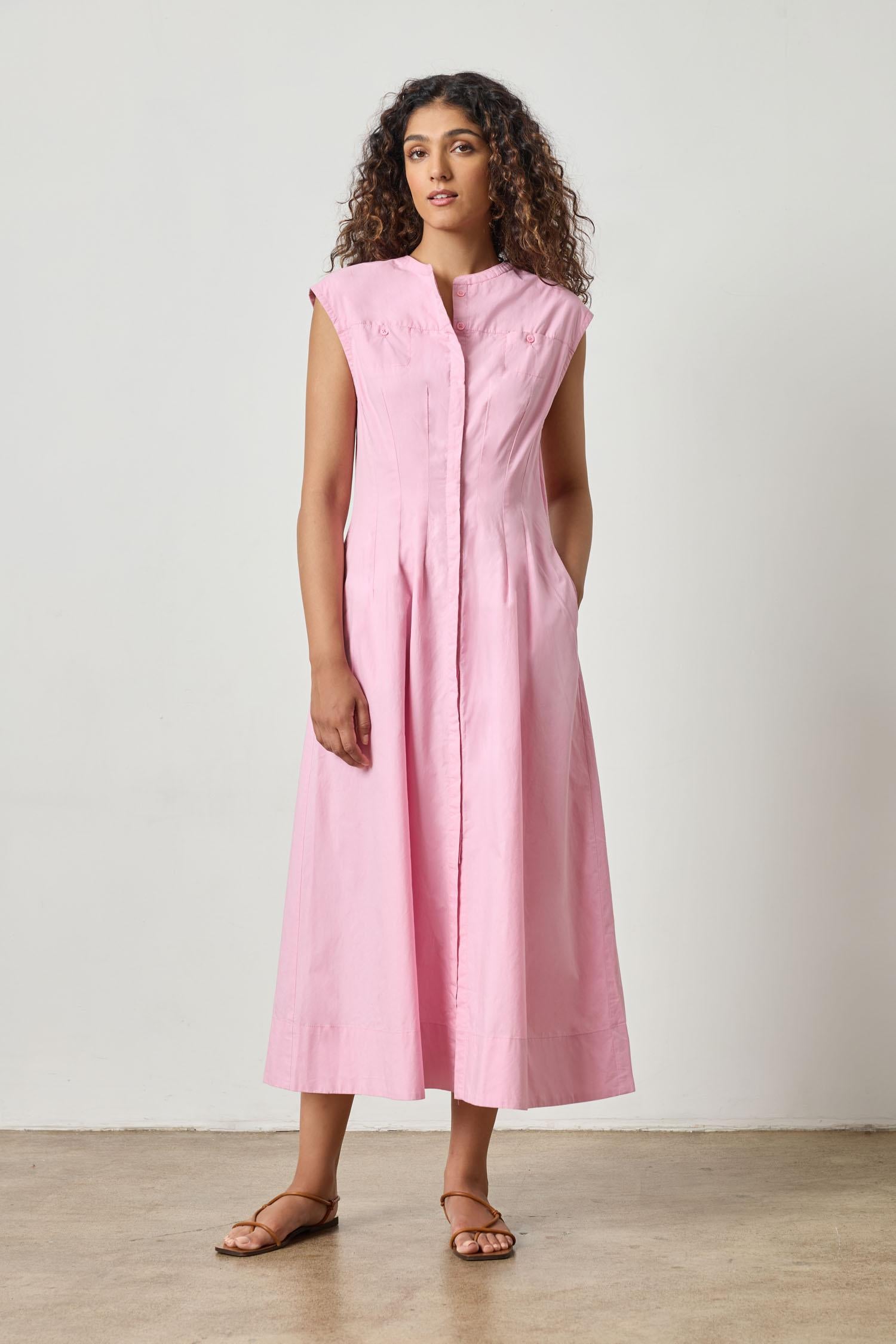 sleeveless maxi shirt dress Sleeveless Seamed Maxi Dress – Lilla P