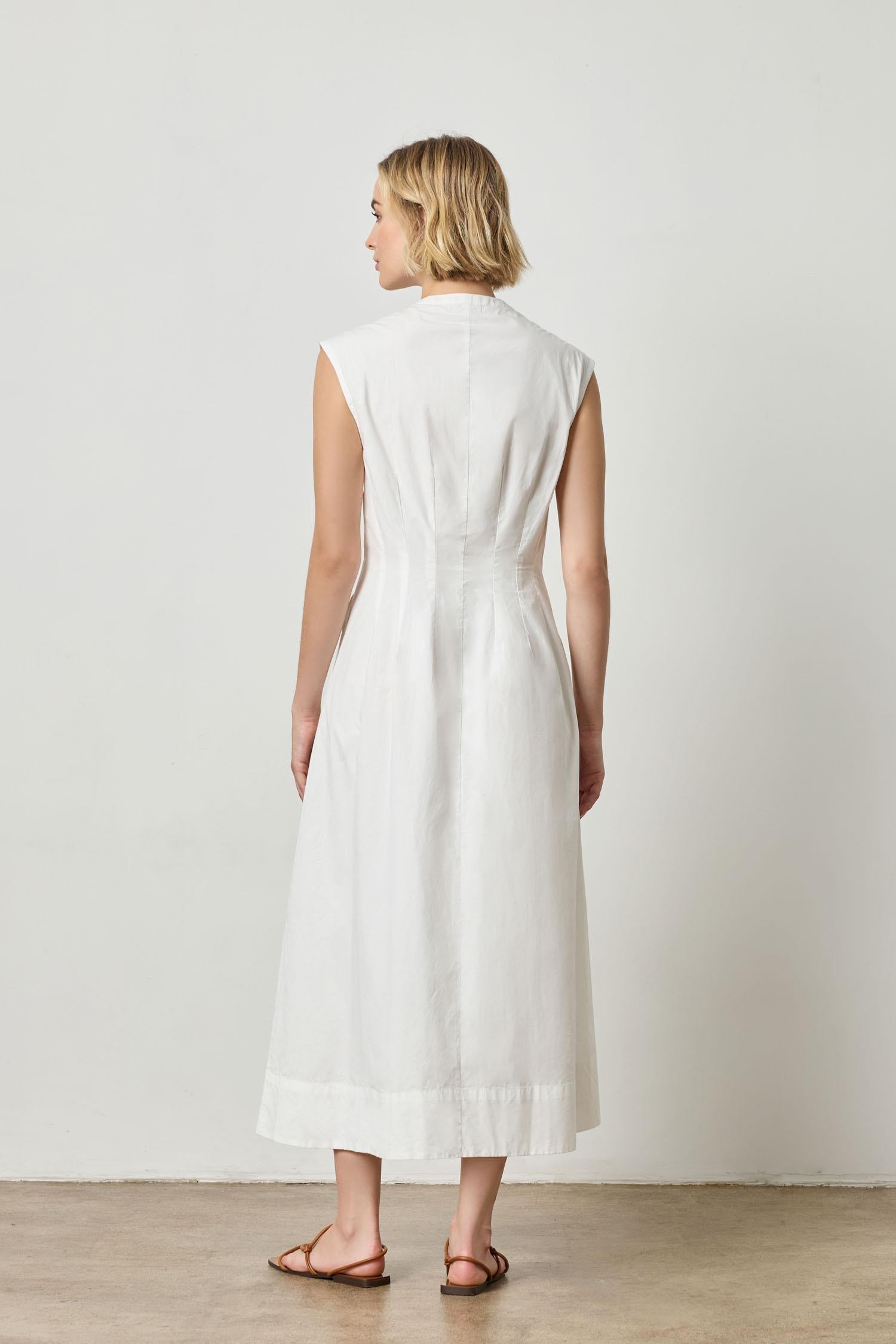 Sleeveless Seamed Maxi Dress Womens Dress White A3