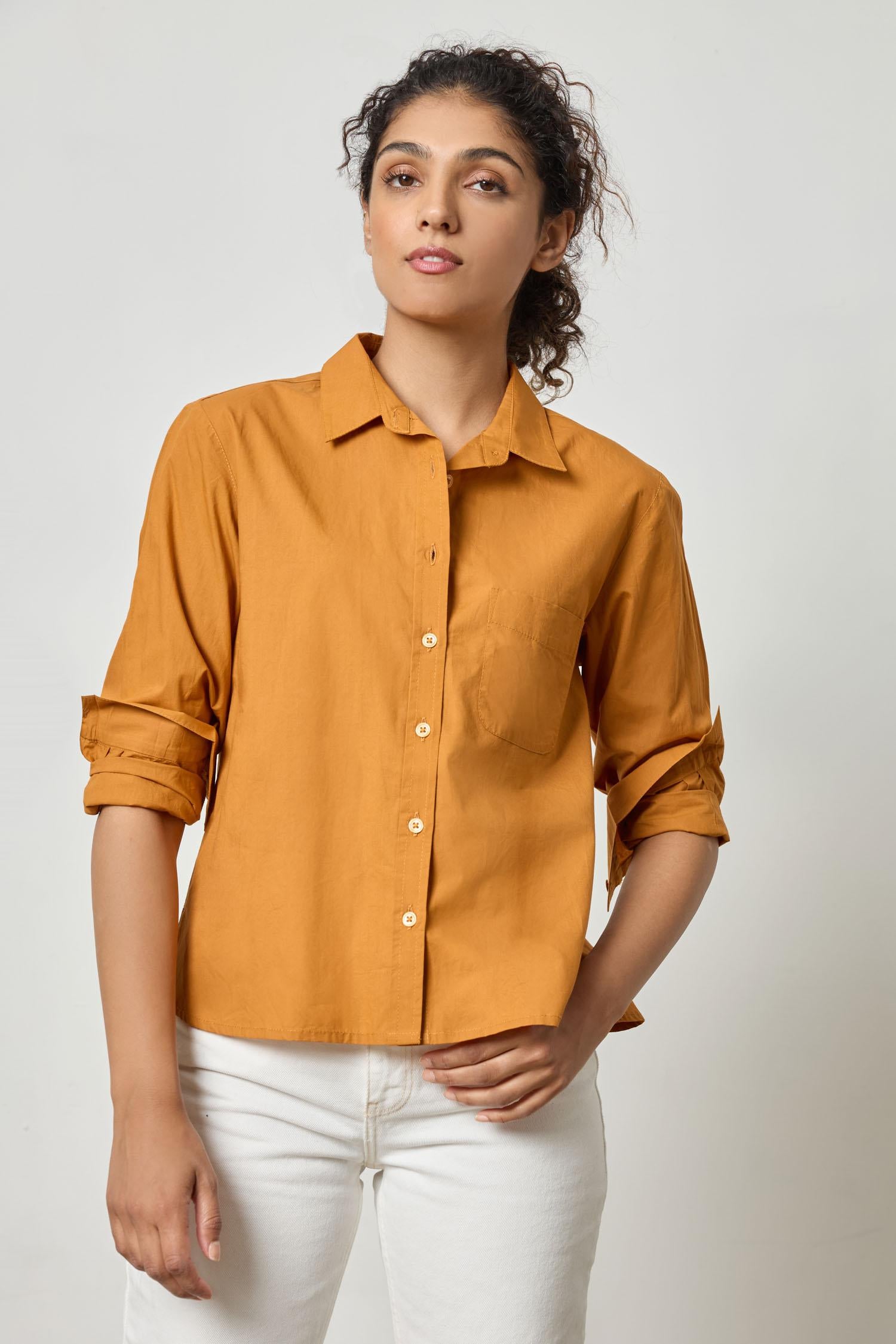 Poplin Button Down Womens Top Marmalade A1