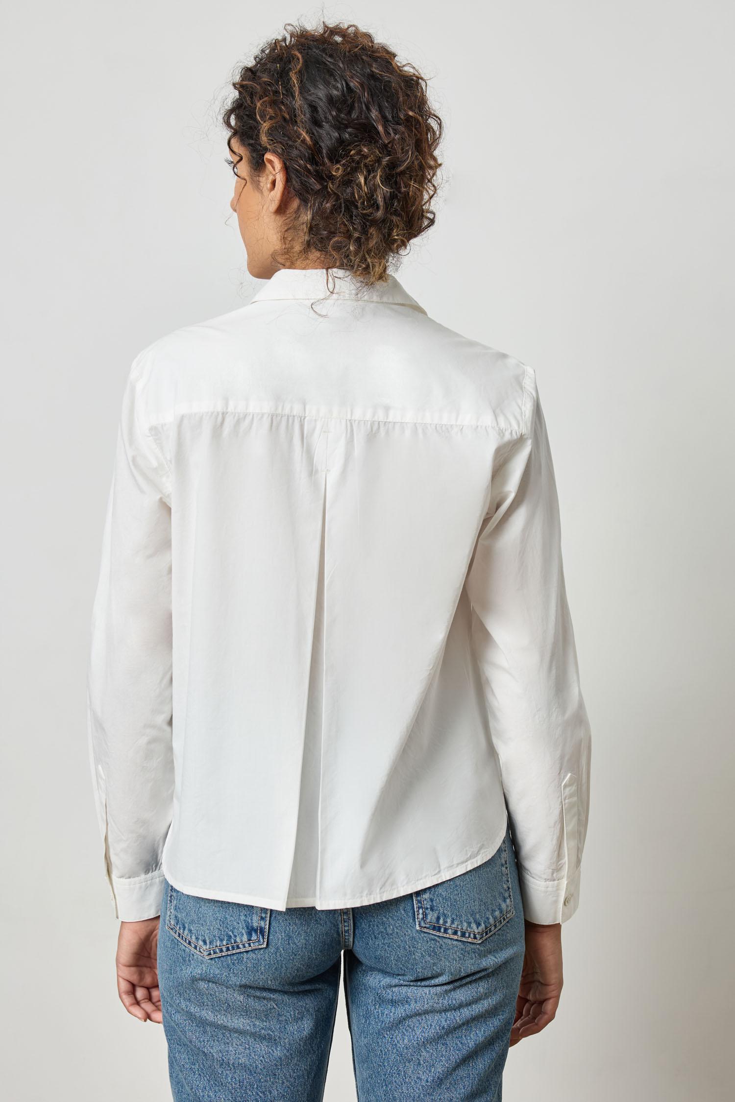 Poplin Button Down Womens Top White A2