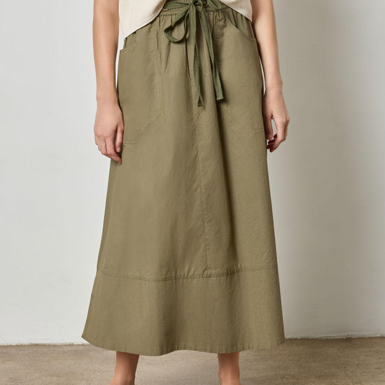 Long Poplin Skirt Womens Skirt Kelp A1