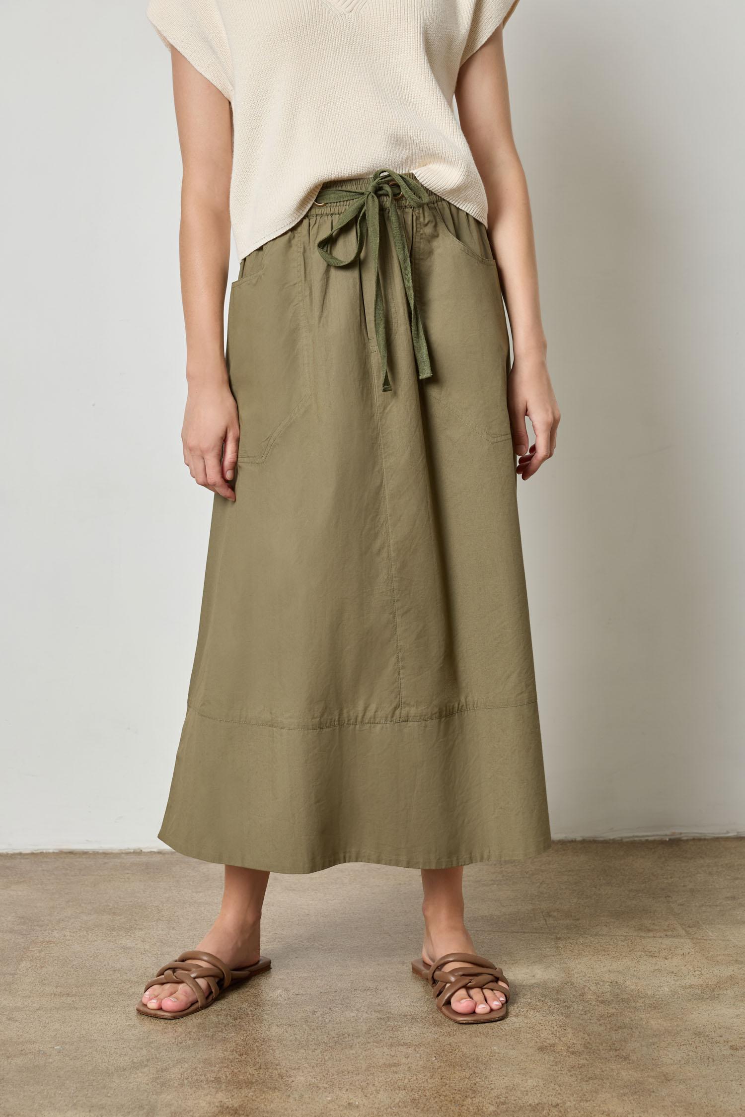 Long Poplin Skirt Womens Skirt Kelp A1