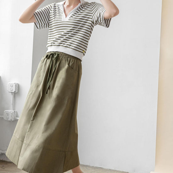 Long Poplin Skirt Womens Skirt Kelp C3