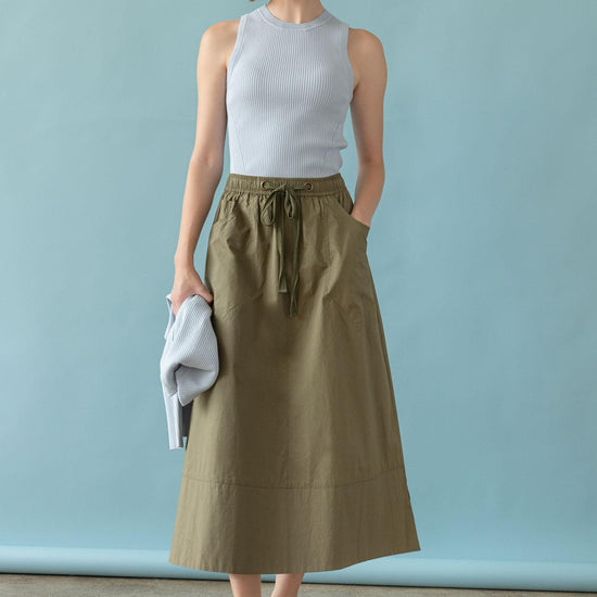 Long Poplin Skirt Womens Skirt Kelp C4