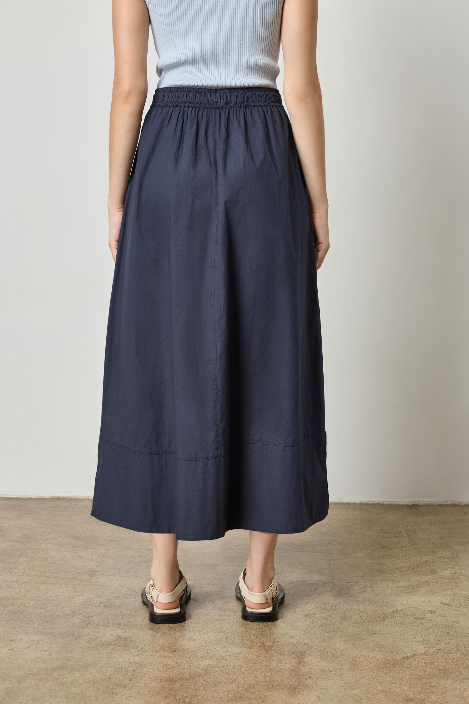 Long Poplin Skirt Womens Skirt Navy A2