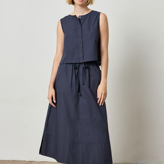 Long Poplin Skirt Womens Skirt Navy A3