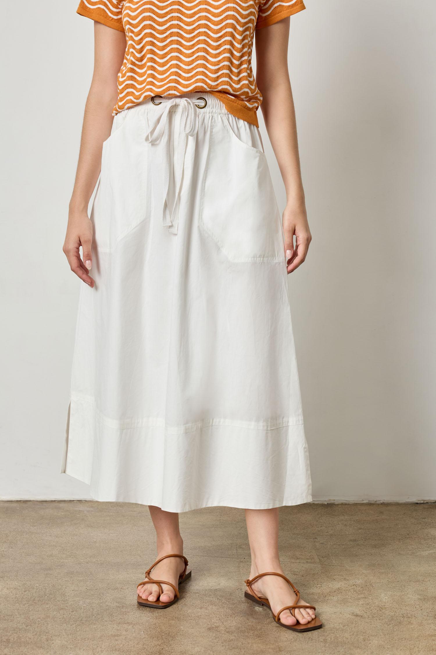 Long Poplin Skirt Womens Skirt White A1