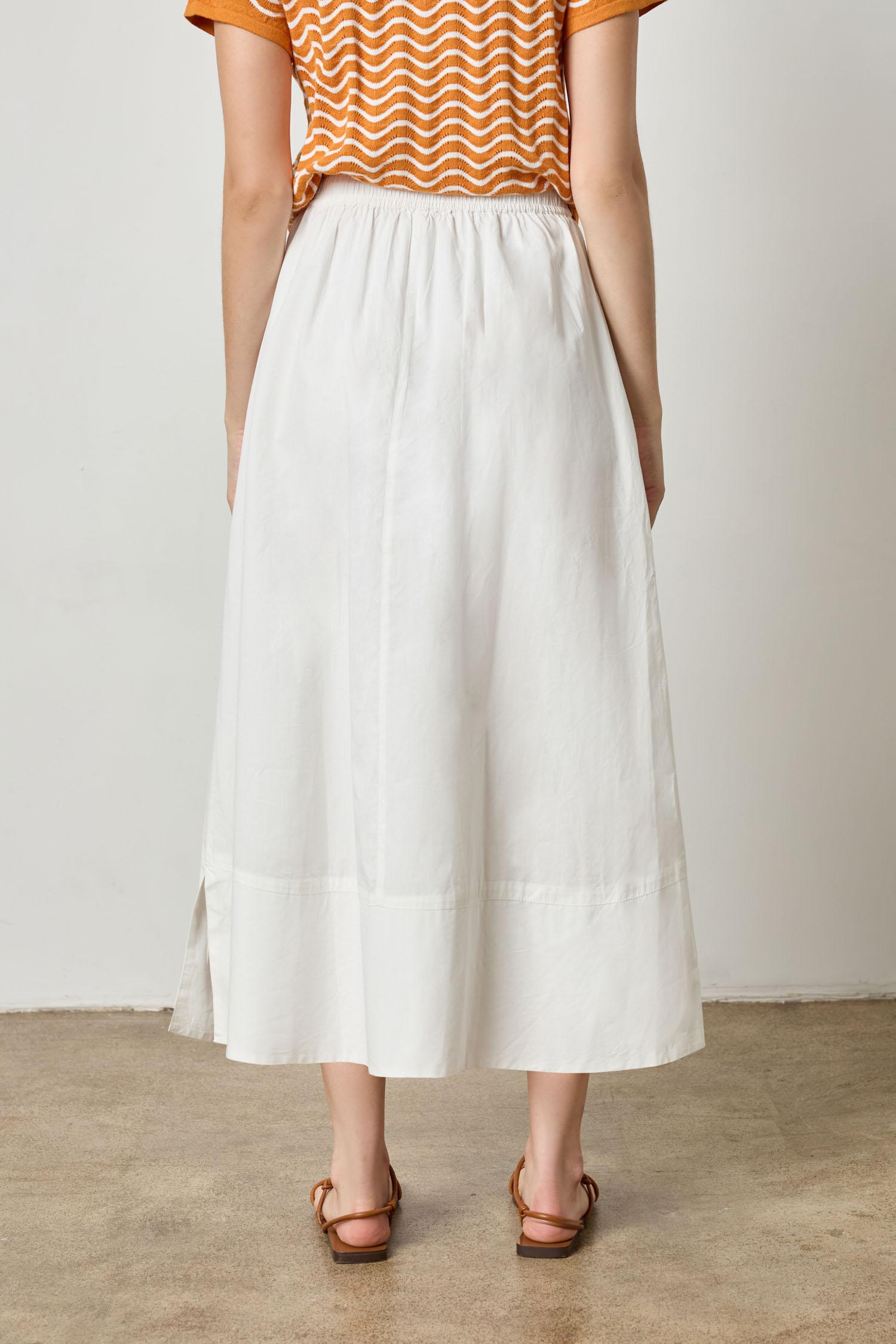 Long Poplin Skirt Womens Skirt White A2