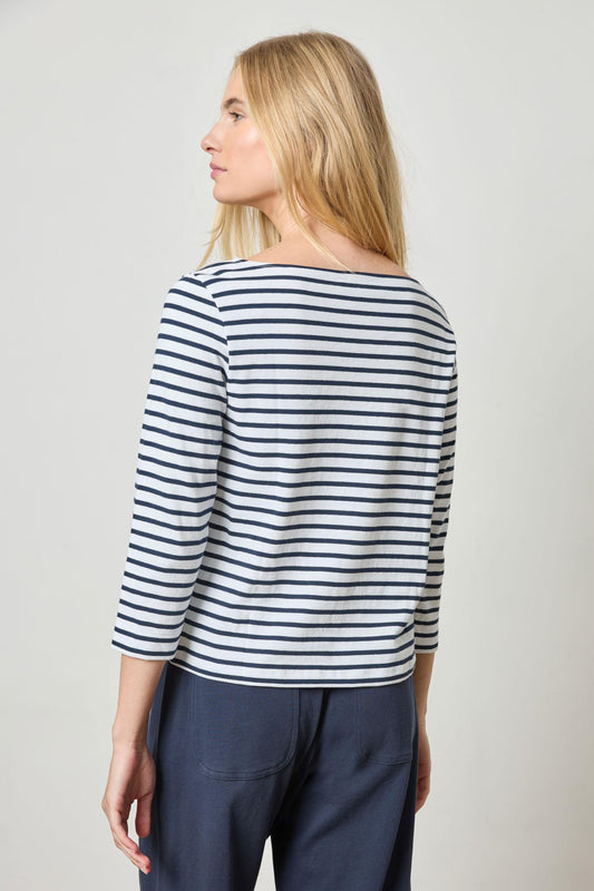 French Boatneck in color Dark Navy Stripe Image A2
