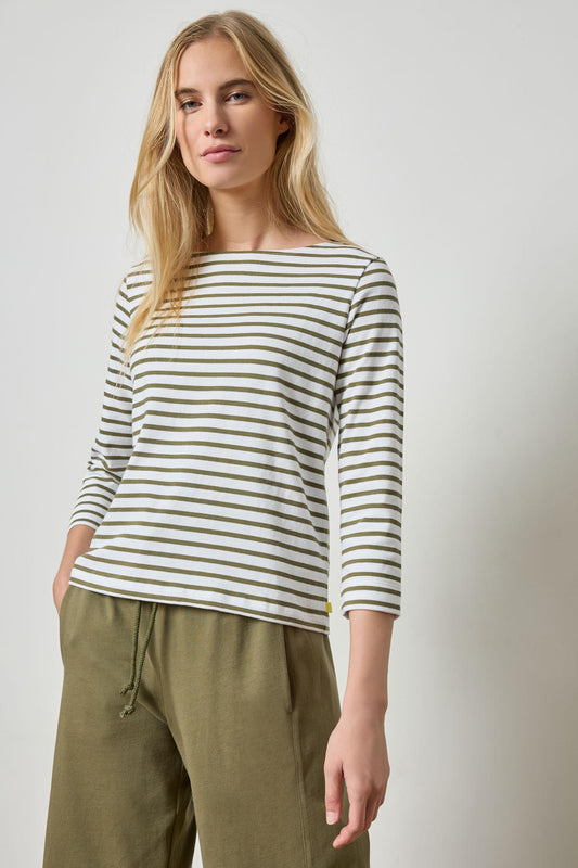 French Boatneck Womens Top Kelp Stripe A1