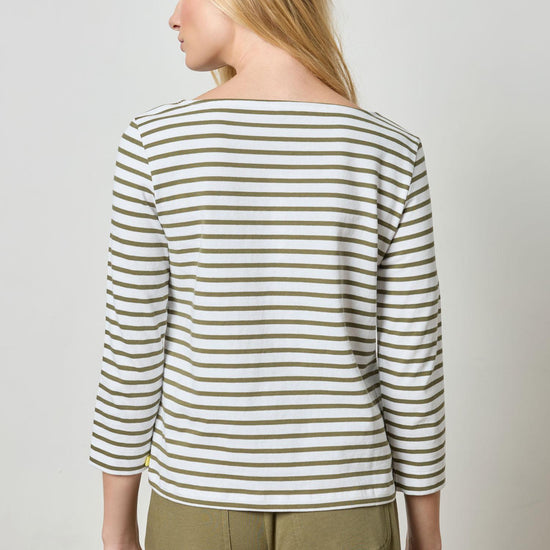 French Boatneck Womens Top Kelp Stripe A2