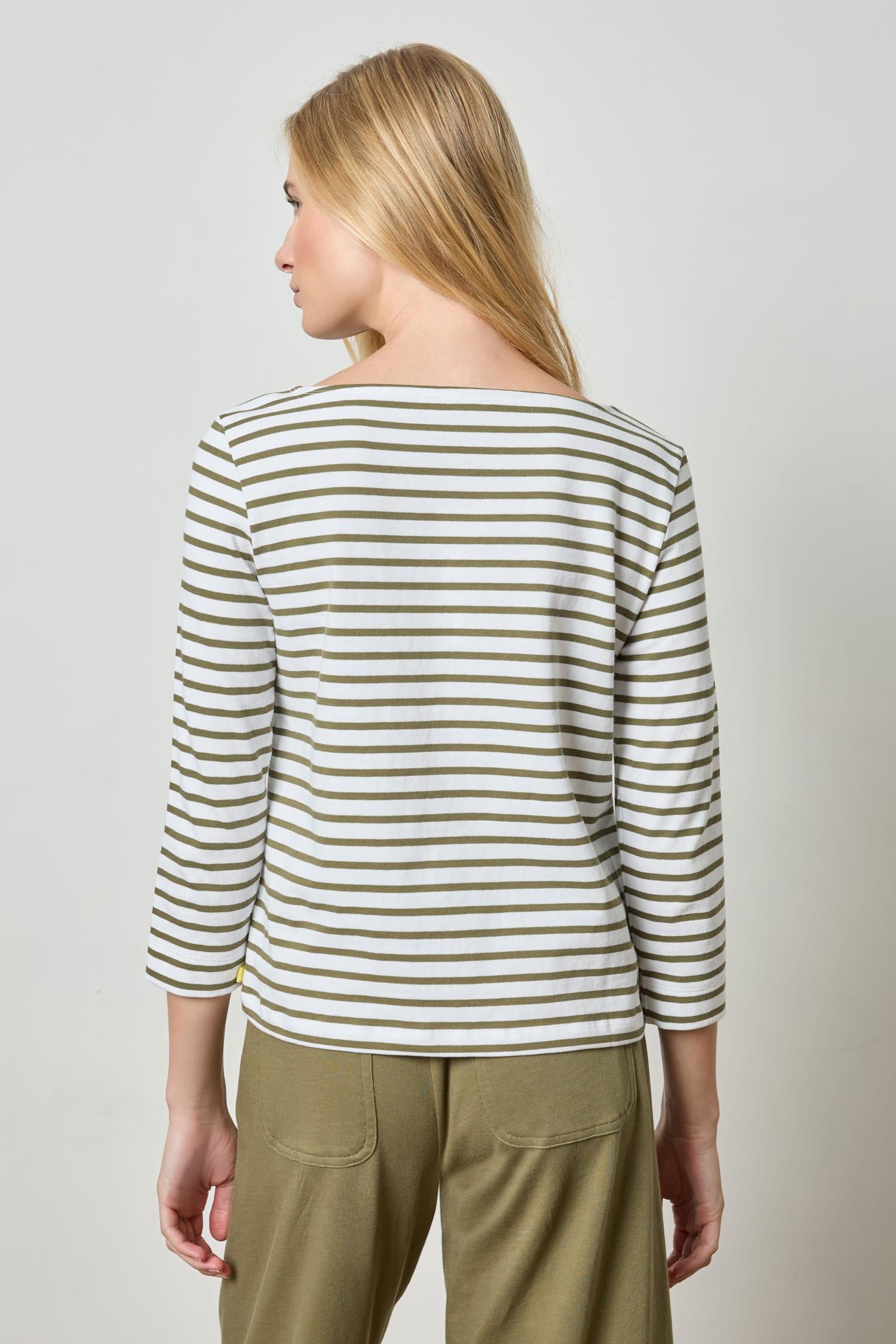 French Boatneck Womens Top Kelp Stripe A2