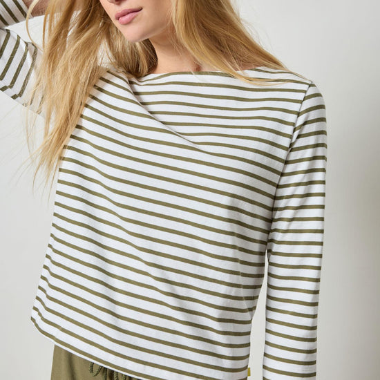 French Boatneck Womens Top Kelp Stripe A3