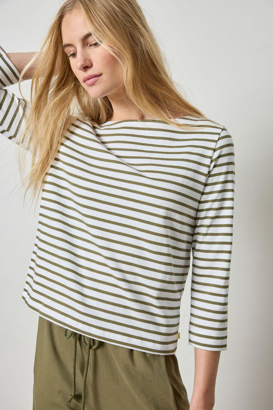 French Boatneck Womens Top Kelp Stripe A3