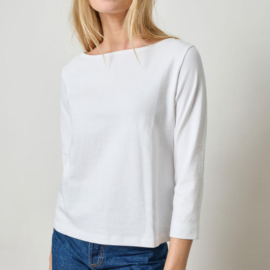 French Boatneck Womens Top White A1