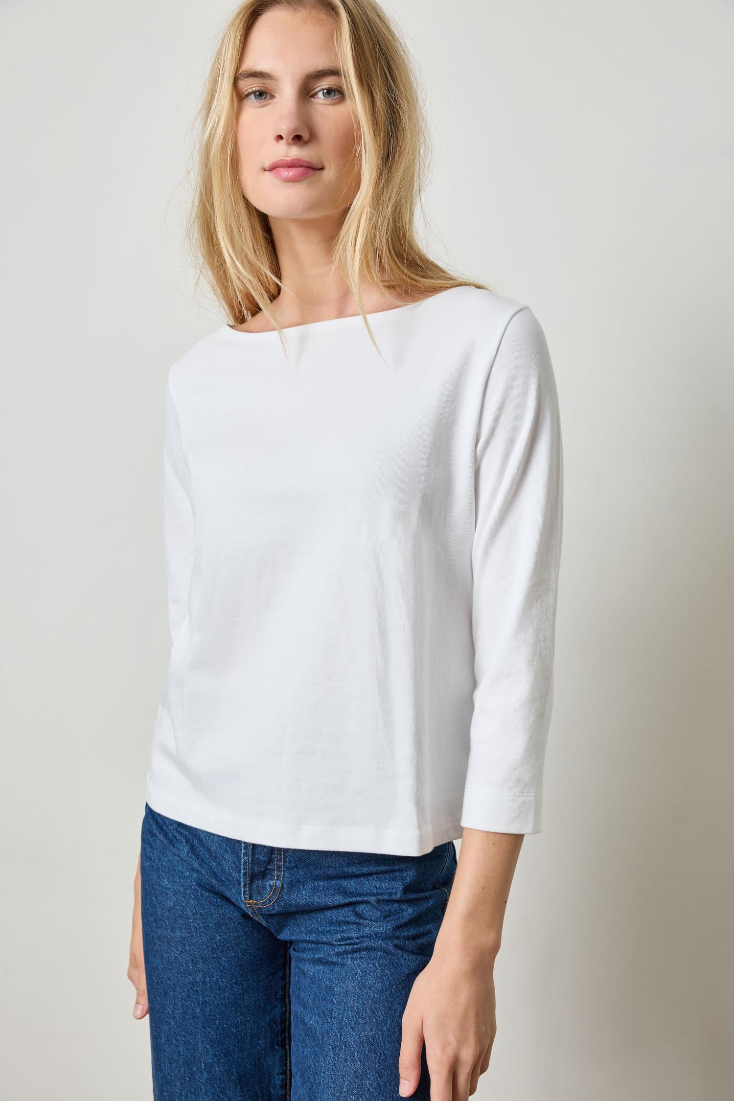 French Boatneck Womens Top White A1