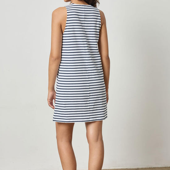 Keyhole Tank Dress Womens Dress Dark Navy Stripe A2