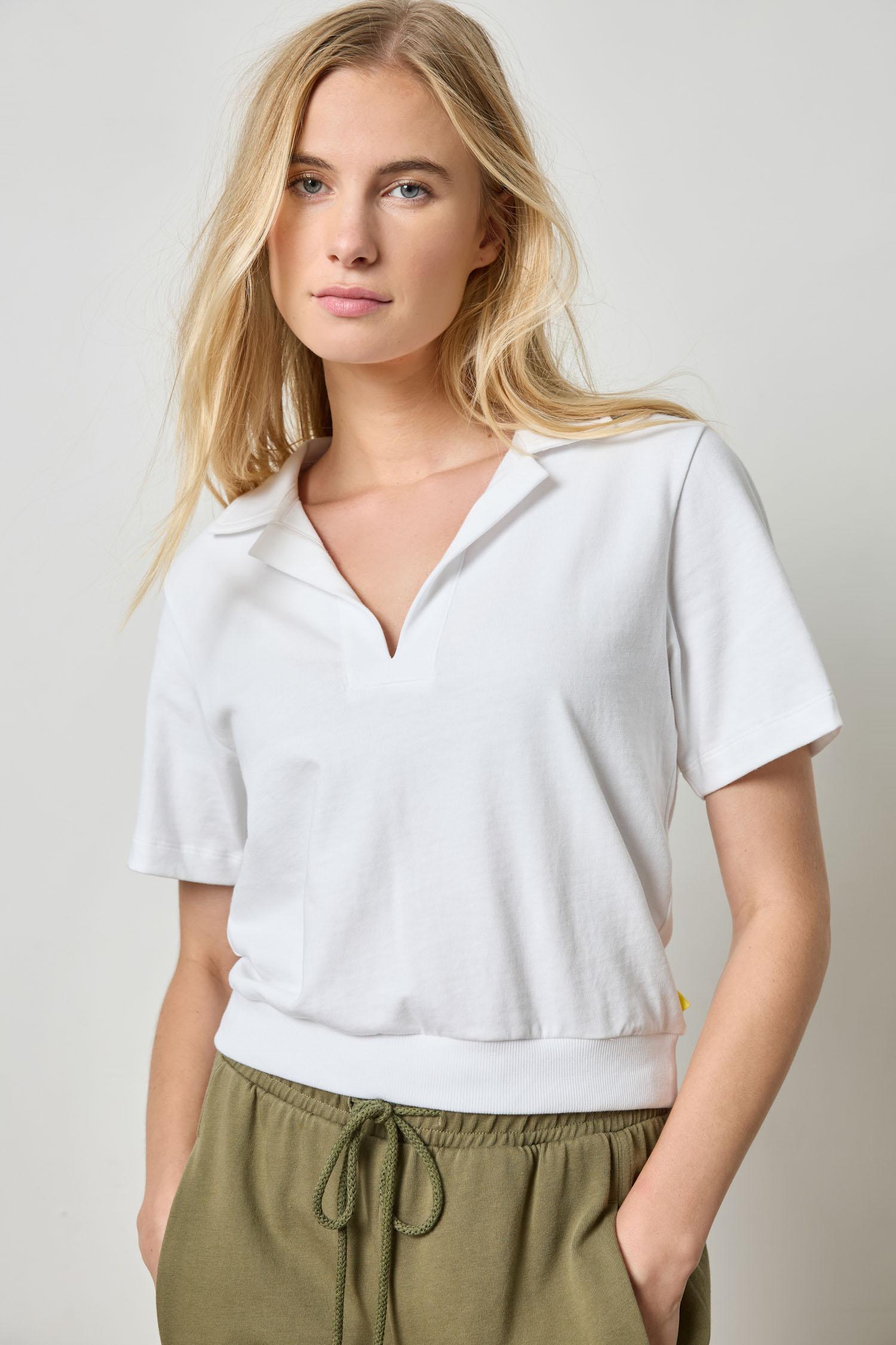 Polo Popover Top Womens Top White A1