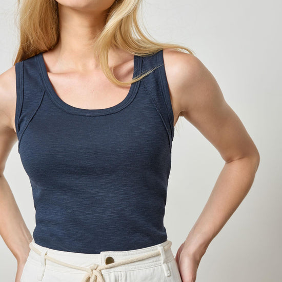 Wide Strap Tank Womens Top Navy A1