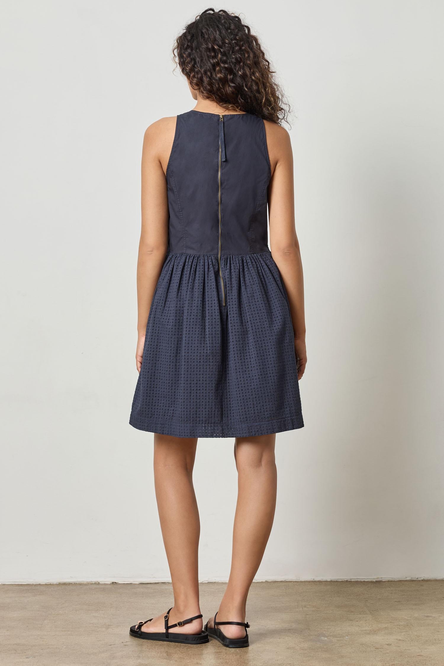 Eyelet High Neck Mini Dress White / Medium