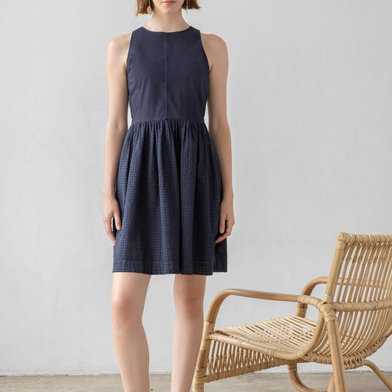 Eyelet High Neck Mini Dress White / X-Small Eyelet High Neck Mini Dress White / X-Small