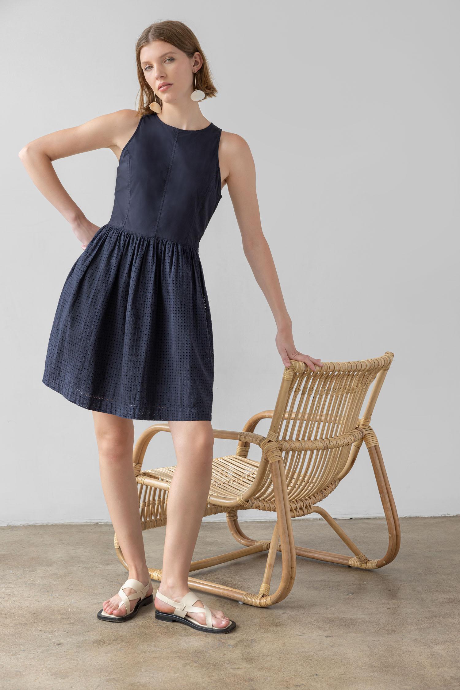 Eyelet High Neck Mini Dress – Lilla P