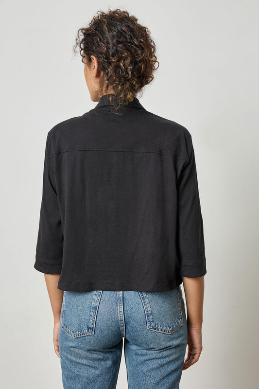 Easy Button Down Tee Womens Top Black A2