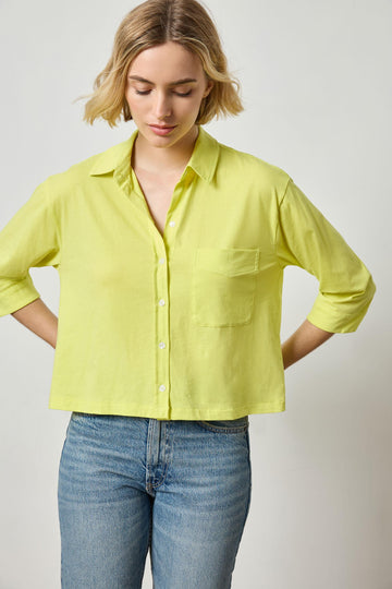 Easy Button Down Tee in color Keylime Image A1