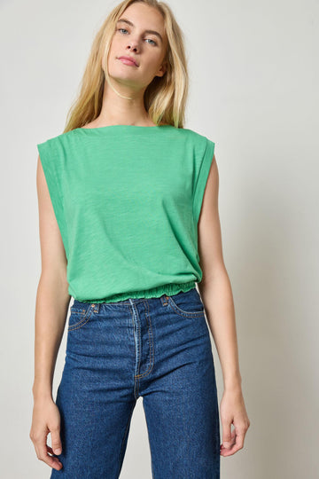 Elastic Hem Boatneck Top Womens Top Julep A1