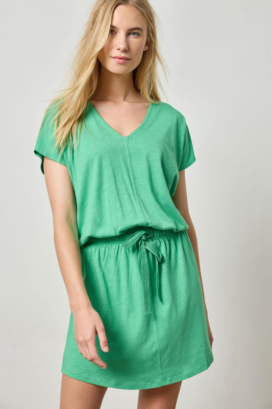 Elastic Waist V-Neck Dress Womens Dress Julep A1