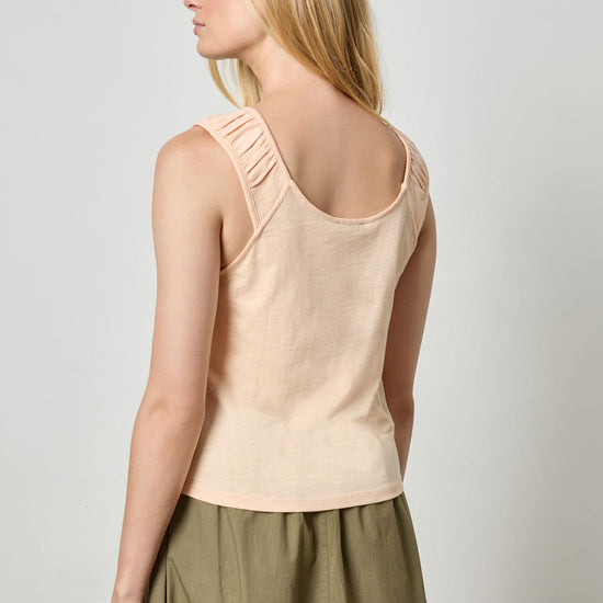 Shirred Strap Tank Womens Top Cantaloupe A2