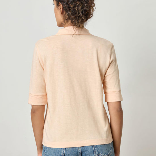Elbow Sleeve Collared Tee Womens Top Cantaloupe A2