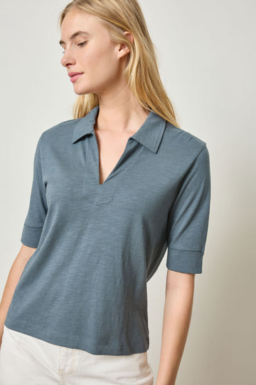Elbow Sleeve Collared Tee