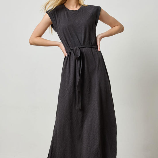 Saddle Sleeve Maxi Dress Womens Dress Black A1