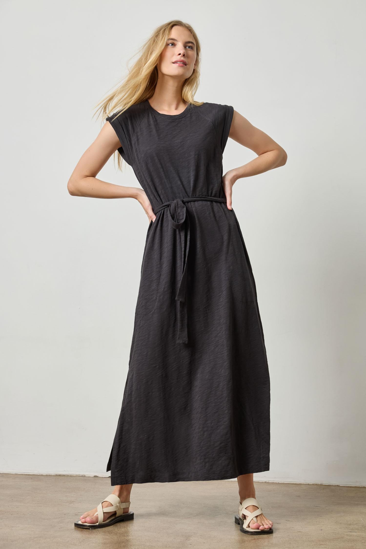 chinese dress ladies Lilla P Satin Bias Maxi Dress in Black – Crush Boutique main image 1