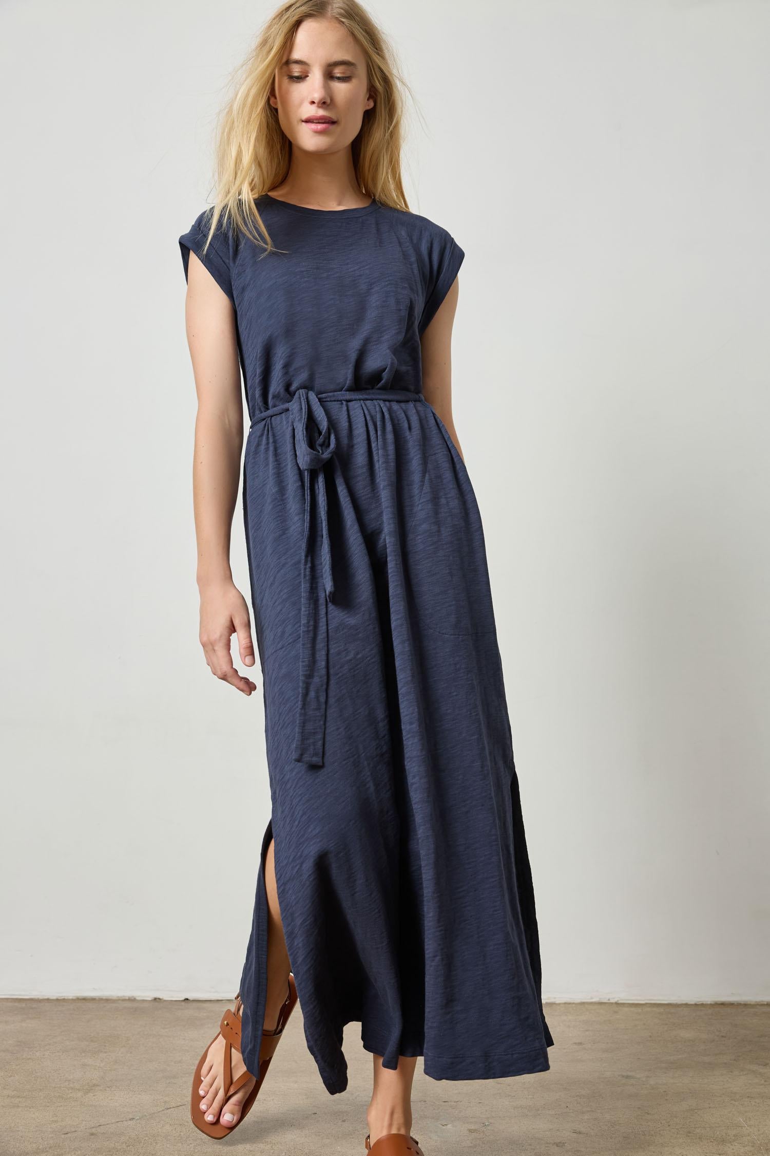 Saddle Sleeve Maxi Dress Womens Dress Navy A2