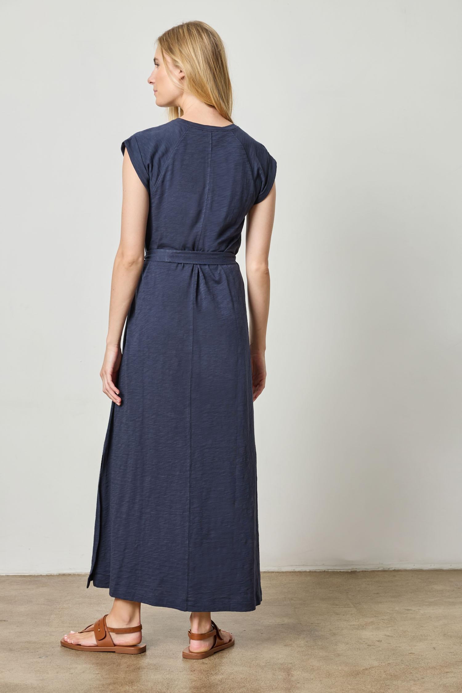 Saddle Sleeve Maxi Dress Womens Dress Navy A3