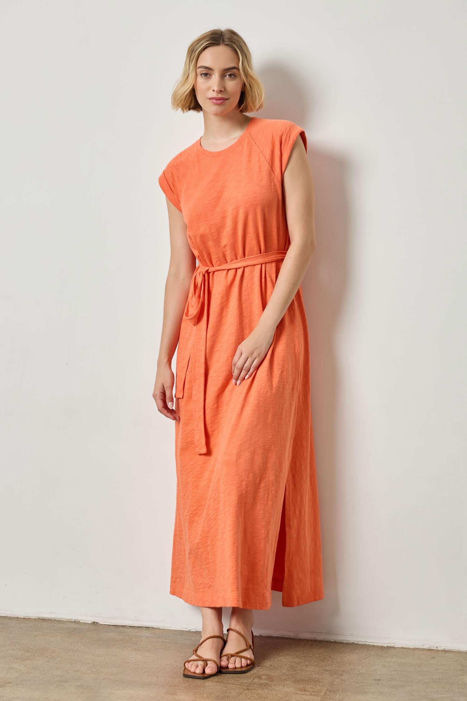 Saddle Sleeve Maxi Dress Womens Dress Tangerine A1