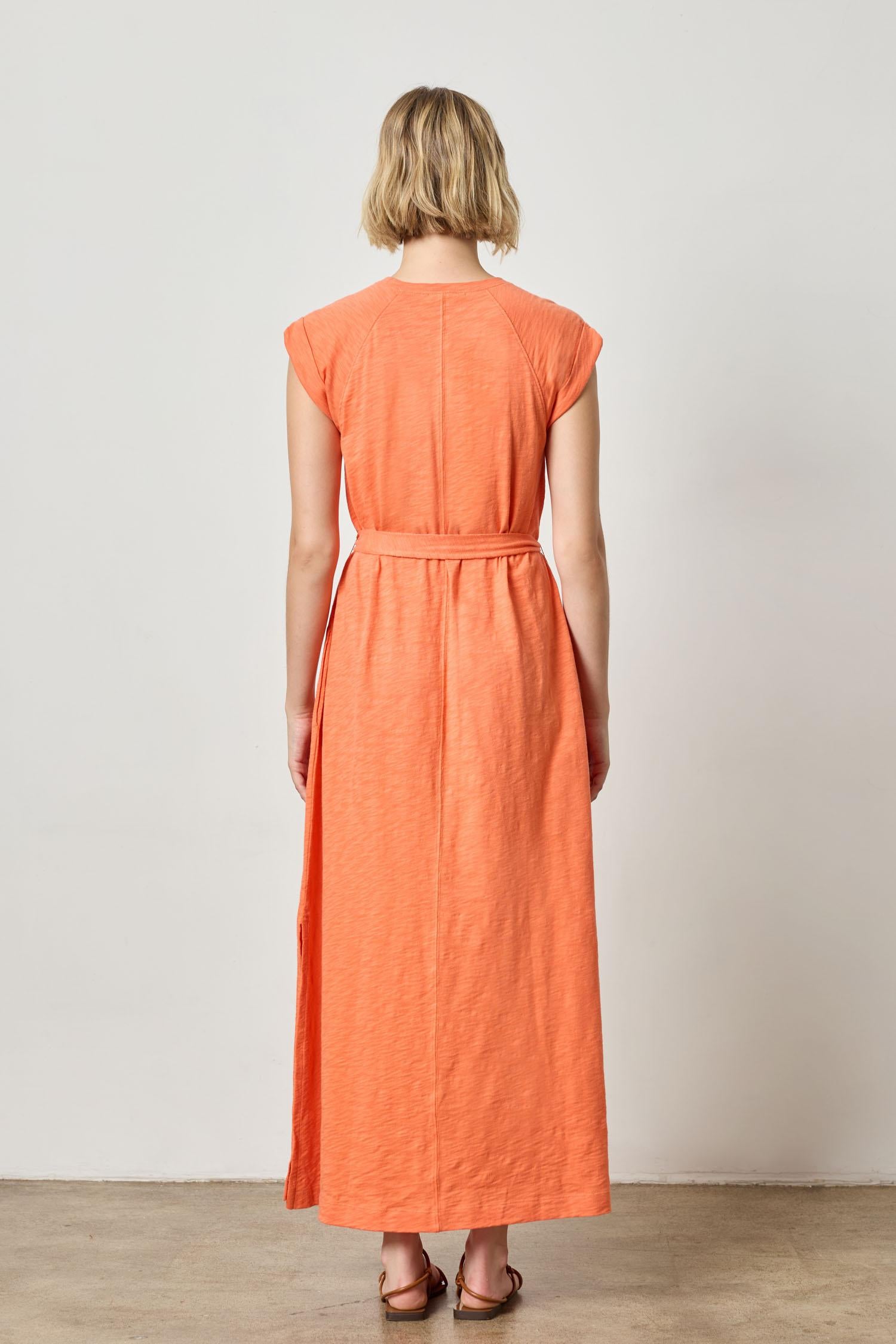 Saddle Sleeve Maxi Dress Womens Dress Tangerine A2