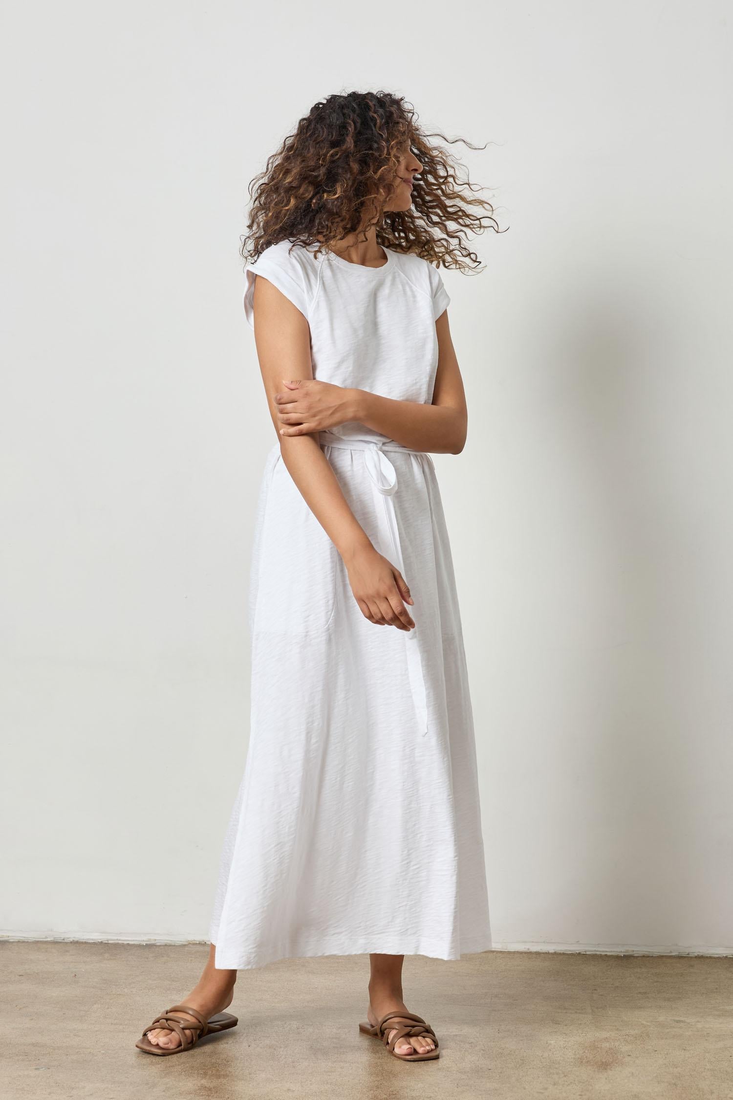 Saddle Sleeve Maxi Dress Womens Dress White A2