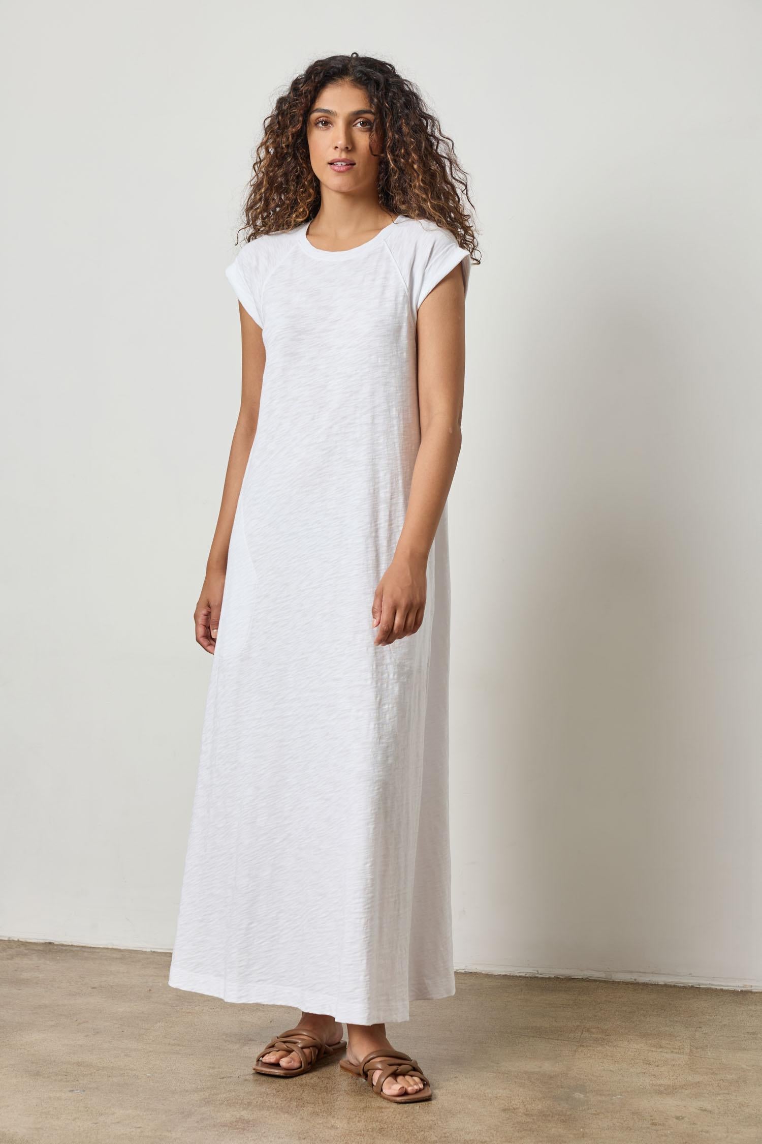 Saddle Sleeve Maxi Dress Womens Dress White A3