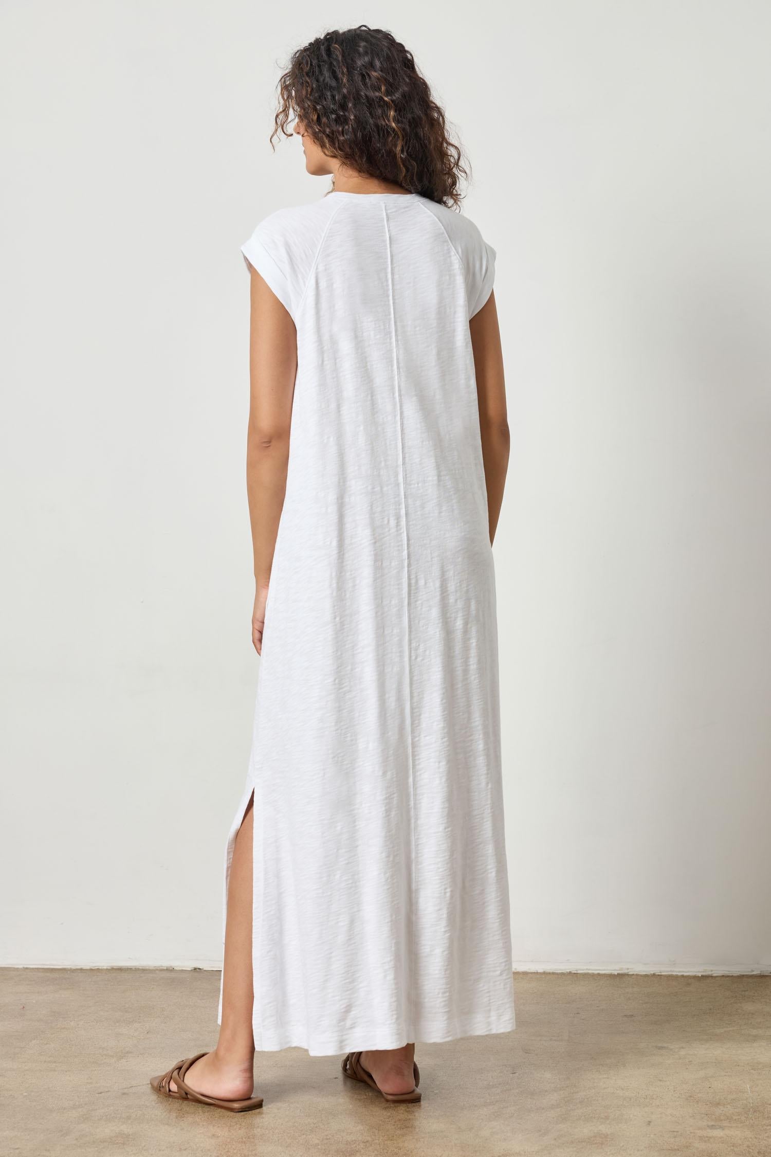 Saddle Sleeve Maxi Dress Womens Dress White A5