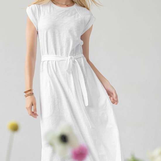 Saddle Sleeve Maxi Dress Womens Dress White C1