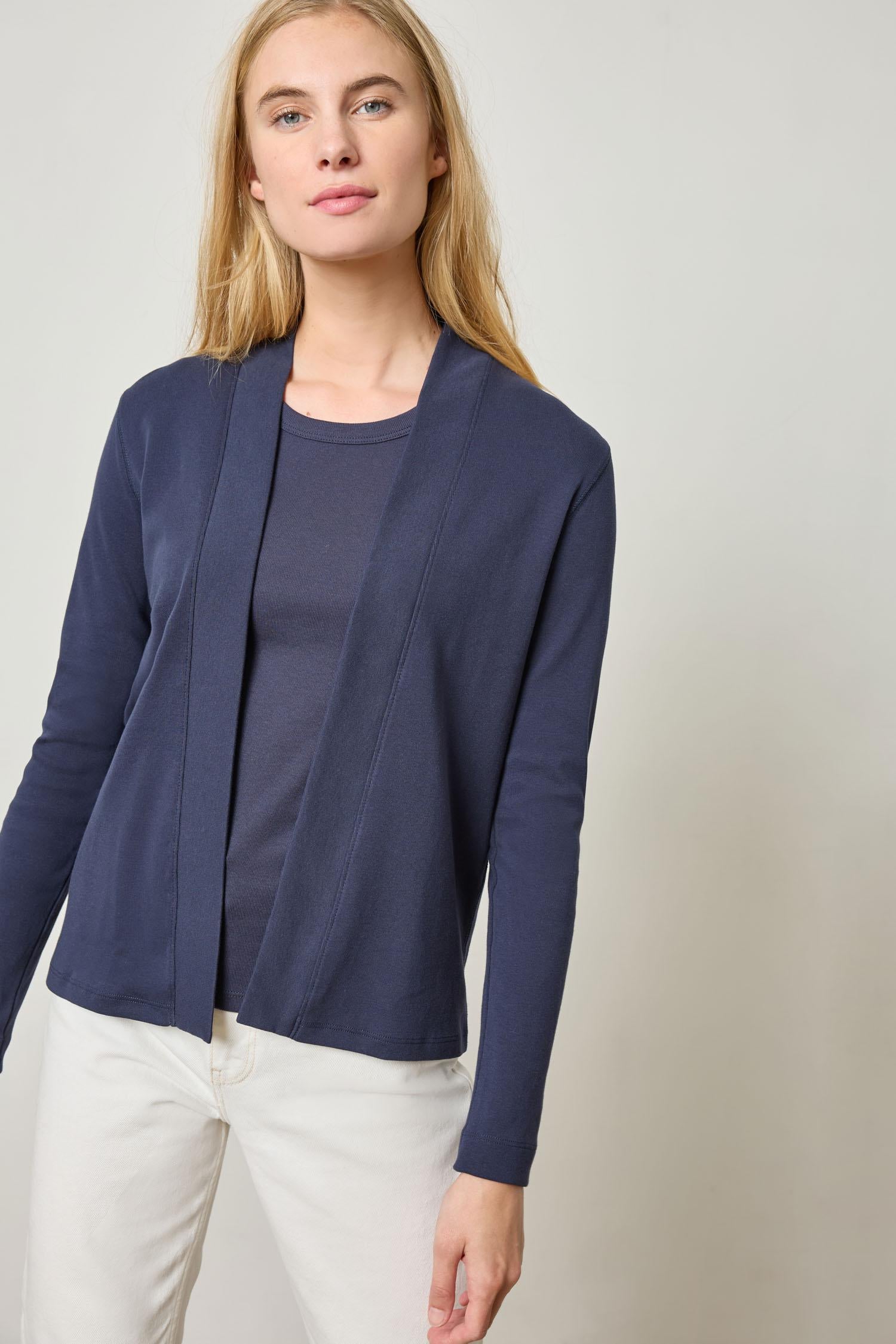 Classic Cardigan Womens Top Dark Navy A1