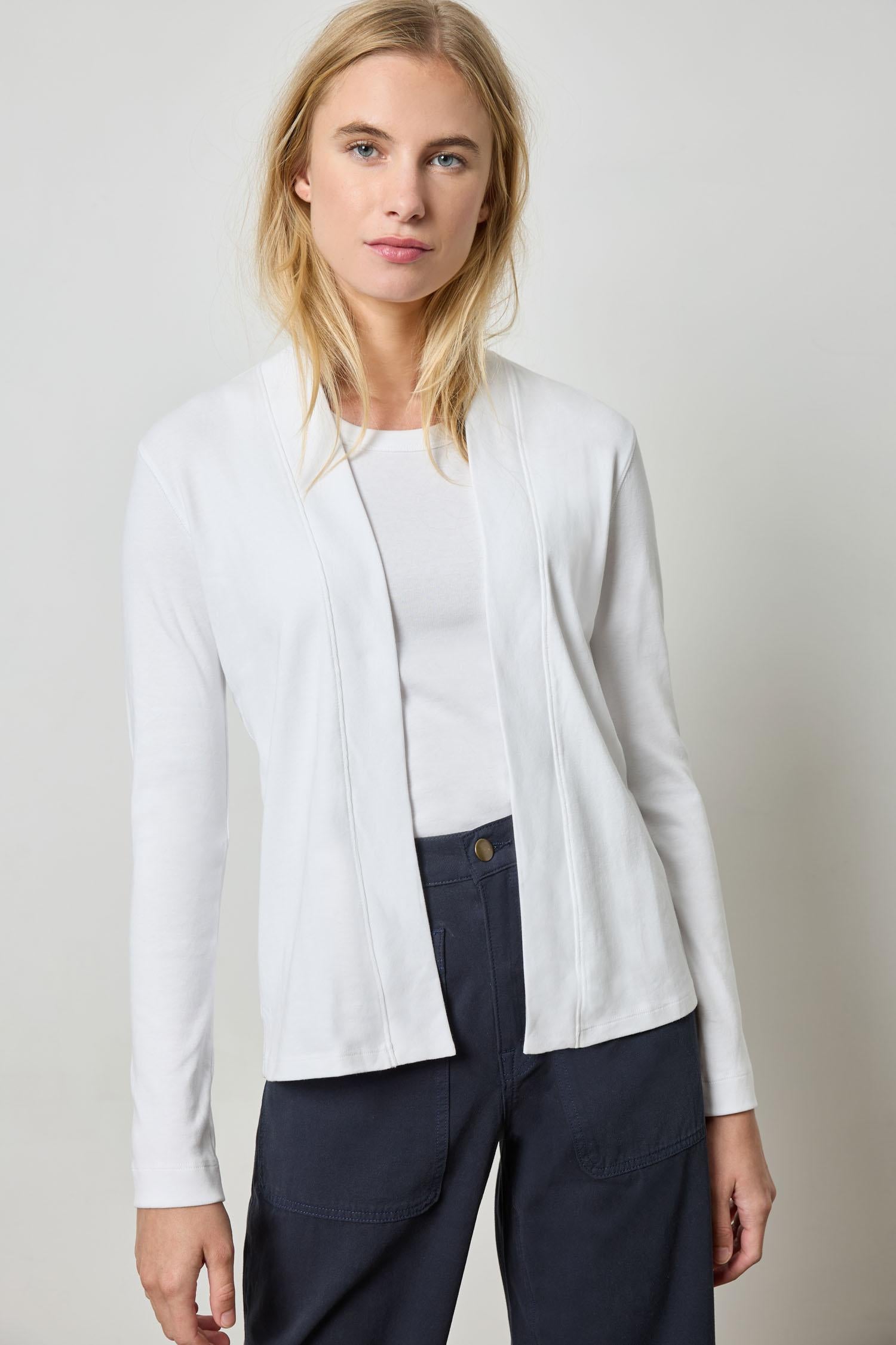 Classic Cardigan Womens Top White A1