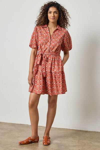 short sleeve fall dress Tiered Peplum – Lilla P line silhouette with flounce Color:Rosy Pink Cotton Jersey Knit Midi Holiday25Dresses