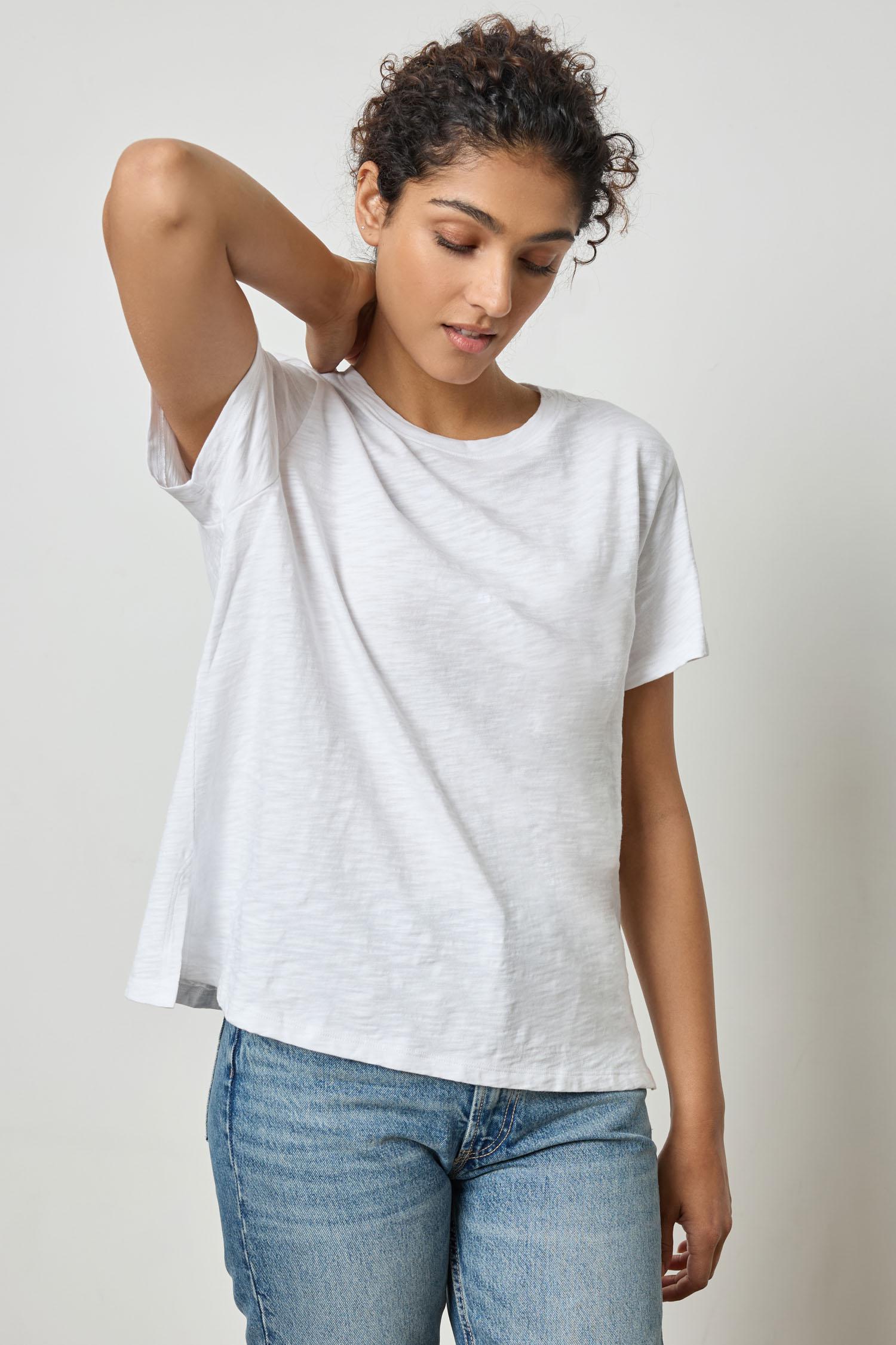 Boyfriend Tee Womens Top White A4